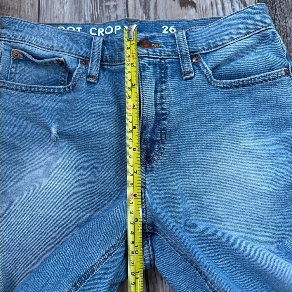 J. Crew Billie Demi Boot cut Crop Jeans 26 4 mid rise distressed casual ankle - Picture 10 of 12